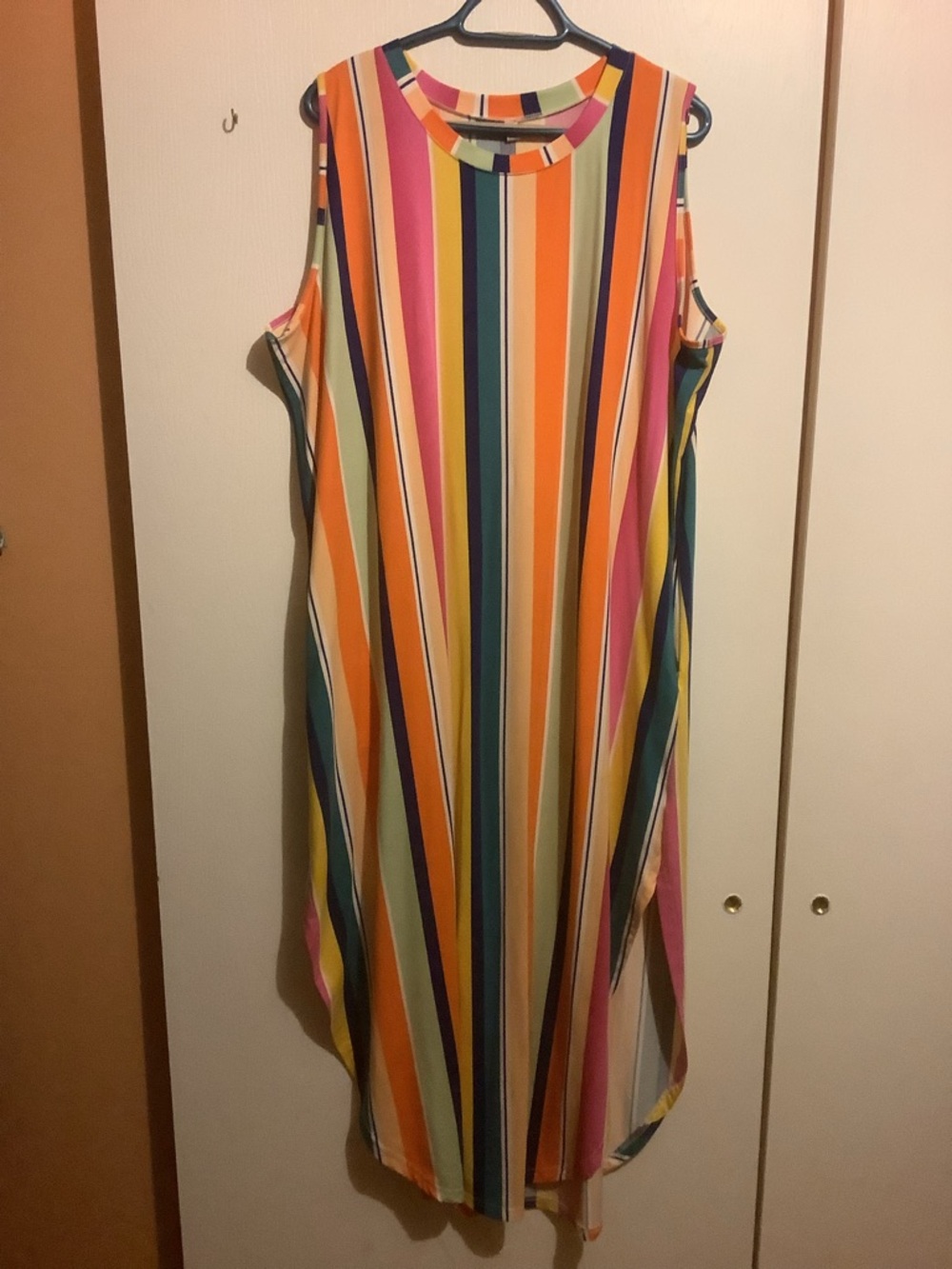 Sleeveless Multi-Color Stripe Maxi Dress